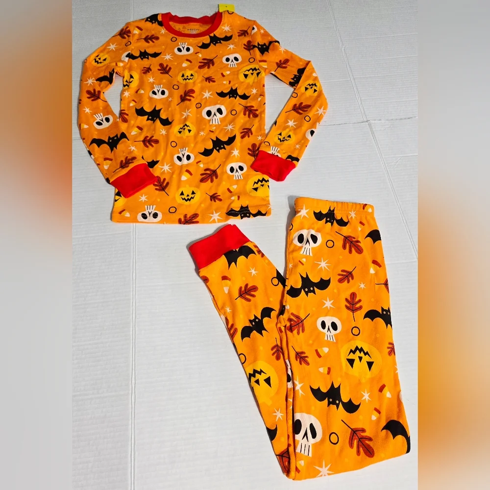 Orange Halloween ABeCue 100% Cotton PJs Size 12 Bats‎ Unisex
